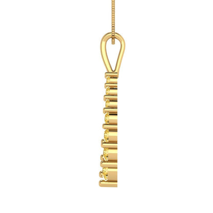 0.465 tcw Necklace Pendant - 14K White Gold Round Cut Charm Citrine - Adjustable Length - 15in Box Chain to 18in