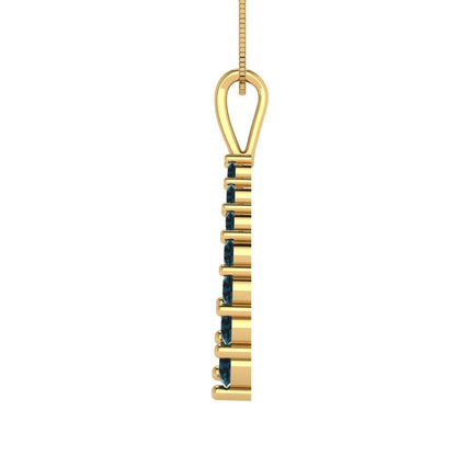 0.465 tcw Necklace Pendant - 14K White Gold Round Cut Charm London - Adjustable Length - 15in Box Chain to 18in