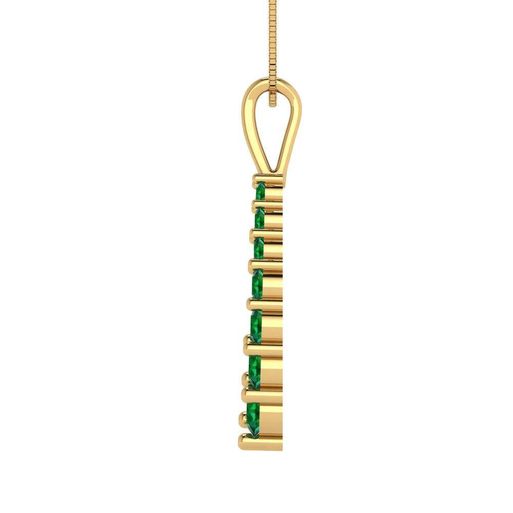 0.465cttw Round Cut Emerald Gold-Plated 925 Silver Pendant and 16" Box-Chain Necklace