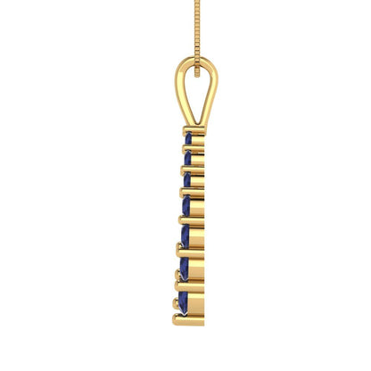 0.465 tcw Necklace Pendant - 14K White Gold Round Cut Charm Bluesapphire - Adjustable Length - 15in Box Chain to 18in
