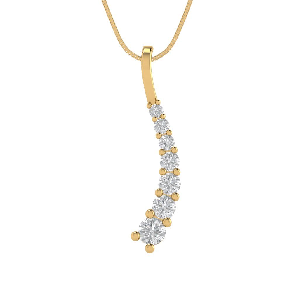 0.465 tcw Necklace Pendant - 14K White Gold Round Cut Charm Moissanite - Adjustable Length - 15in Box Chain to 18in