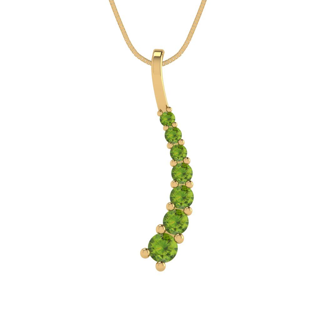 0.465 tcw Necklace Pendant - 14K White Gold Round Cut Charm Peridot - Adjustable Length - 15in Box Chain to 18in