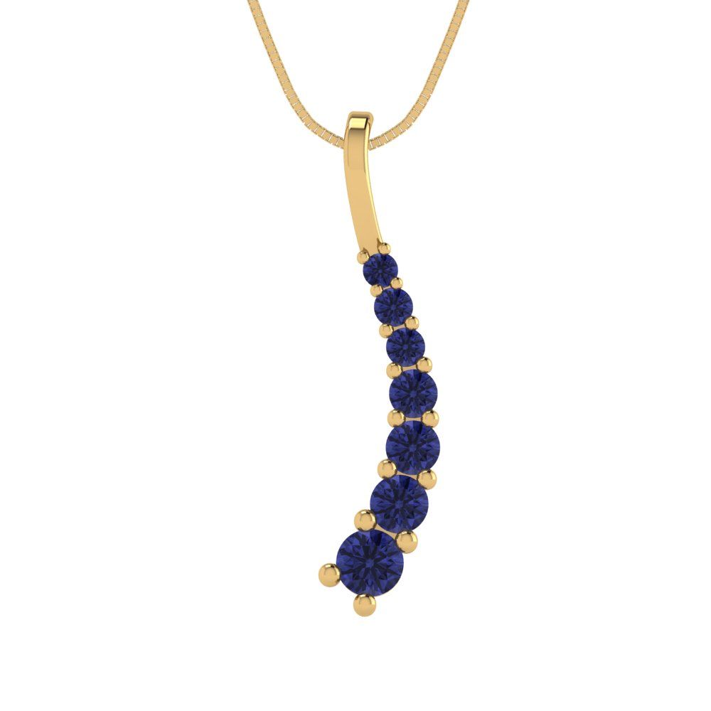 0.465 tcw Necklace Pendant - 14K White Gold Round Cut Charm Tanzanite - Adjustable Length - 15in Box Chain to 18in