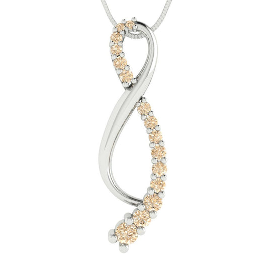 0.465 tcw Necklace Pendant - 14K White Gold Round Cut Charm Morganite - Adjustable Length - 15in Box Chain to 18in