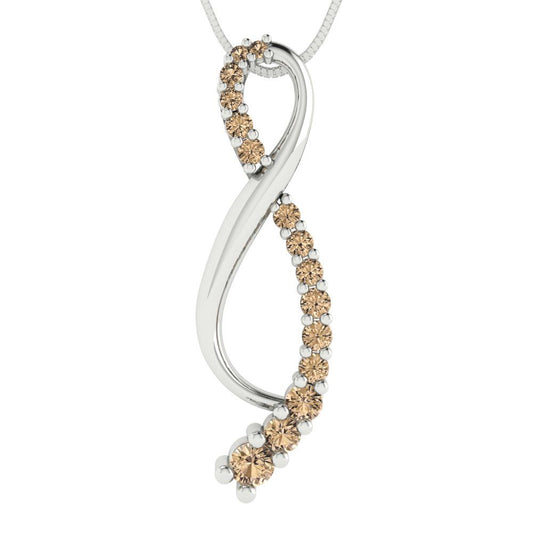 0.465 tcw Necklace Pendant - 14K White Gold Round Cut Charm Yellow Moissanite - Adjustable Length - 15in Box Chain to 18in