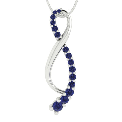 0.465 tcw Necklace Pendant - 14K White Gold Round Cut Charm Tanzanite - Adjustable Length - 15in Box Chain to 18in