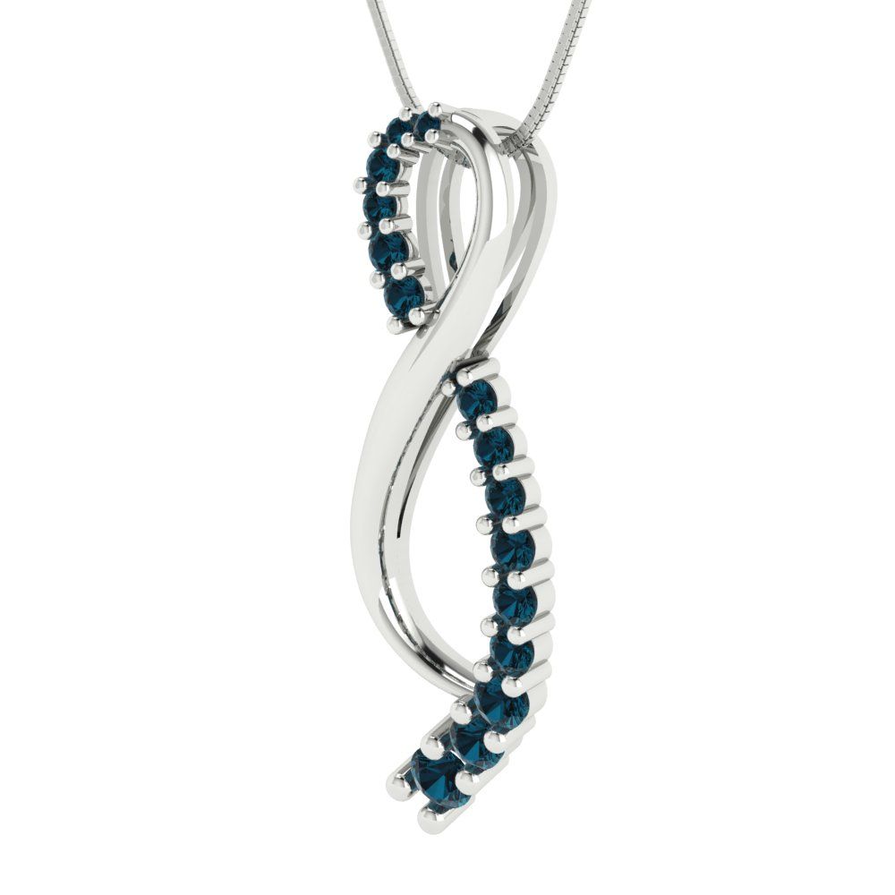 0.465 tcw Necklace Pendant - 14K White Gold Round Cut Charm London - Adjustable Length - 15in Box Chain to 18in