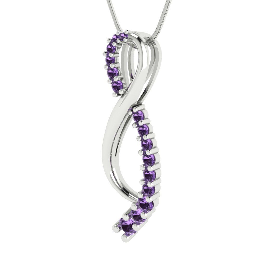 0.465cttw Round Cut Alexandrite Gold-Plated 925 Silver Pendant and 16" Box-Chain Necklace