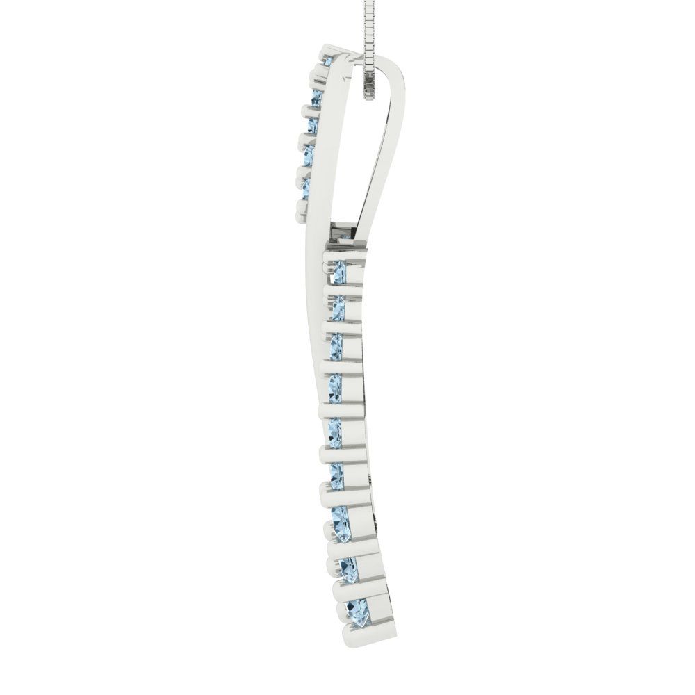 0.465cttw Round Cut Blue Gold-Plated 925 Silver Pendant and 16" Box-Chain Necklace