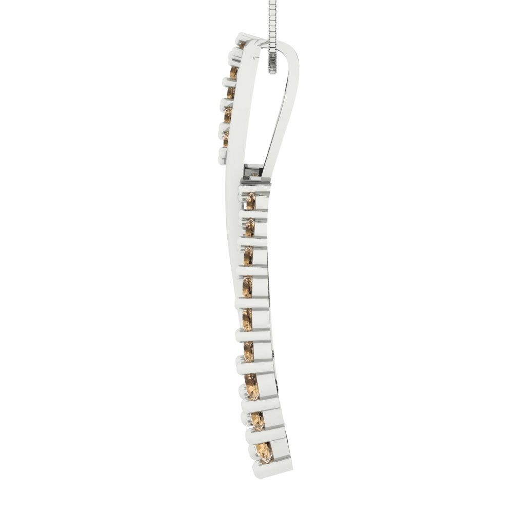 0.465cttw Round Cut Champagne Gold-Plated 925 Silver Pendant and 16" Box-Chain Necklace