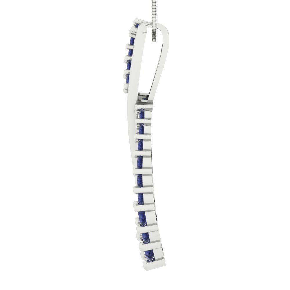 0.465cttw Round Cut Blue Sapphire Gold-Plated 925 Silver Pendant and 16" Box-Chain Necklace