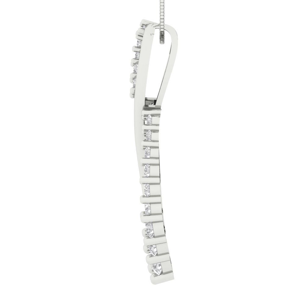 0.465 tcw Necklace Pendant - 14K White Gold Round Cut Charm Moissanite - Adjustable Length - 15in Box Chain to 18in