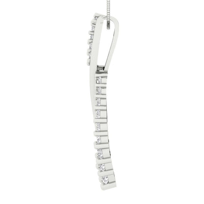 0.465 tcw Necklace Pendant - 14K White Gold Round Cut Charm Zirconia Diamond - Adjustable Length - 15in Box Chain to 18in