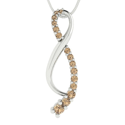0.465 tcw Necklace Pendant - 14K White Gold Round Cut Charm Yellow Moissanite - Adjustable Length - 15in Box Chain to 18in