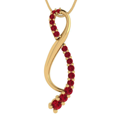 0.465 tcw Necklace Pendant - 14K White Gold Round Cut Charm Pink Tourmaline - Adjustable Length - 15in Box Chain to 18in