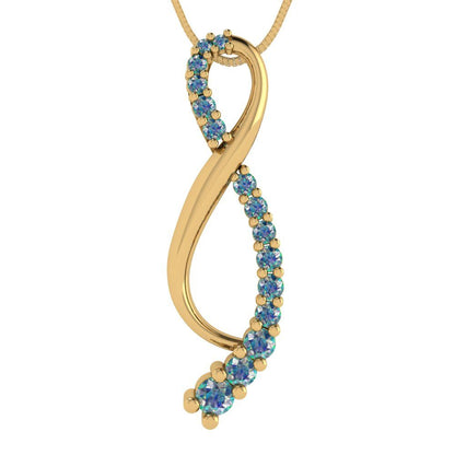 0.465 tcw Necklace Pendant - 14K White Gold Round Cut Charm Blue Moissanite - Adjustable Length - 15in Box Chain to 18in