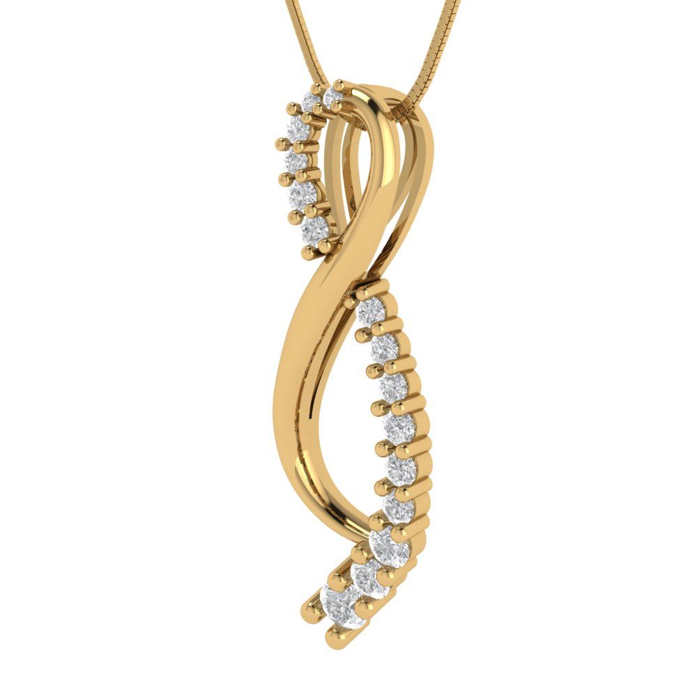 0.465 tcw Necklace Pendant - 14K White Gold Round Cut Charm Zirconia Diamond - Adjustable Length - 15in Box Chain to 18in