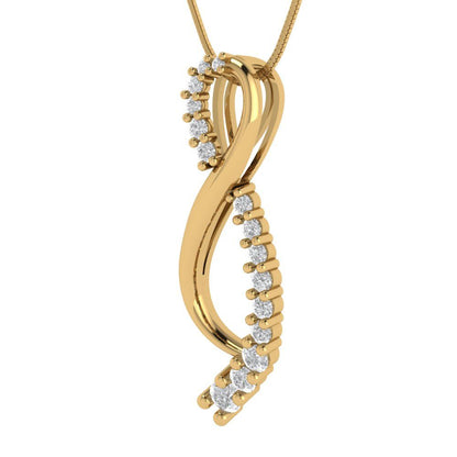 0.465 tcw Necklace Pendant - 14K White Gold Round Cut Charm Zirconia Diamond - Adjustable Length - 15in Box Chain to 18in