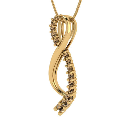 0.465 tcw Necklace Pendant - 14K White Gold Round Cut Charm Champagne - Adjustable Length - 15in Box Chain to 18in