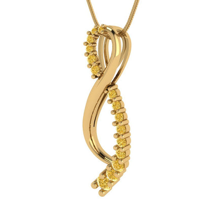 0.465 tcw Necklace Pendant - 14K White Gold Round Cut Charm Citrine - Adjustable Length - 15in Box Chain to 18in
