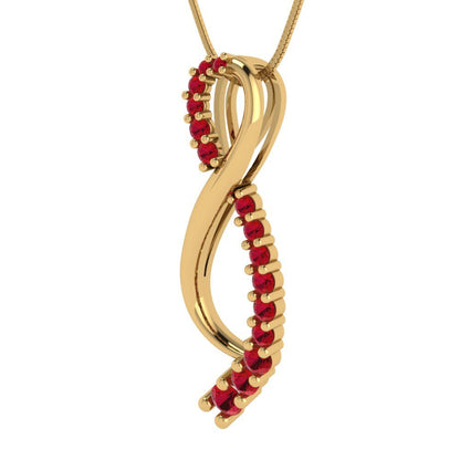 0.465 tcw Necklace Pendant - 14K White Gold Round Cut Charm Pink Tourmaline - Adjustable Length - 15in Box Chain to 18in