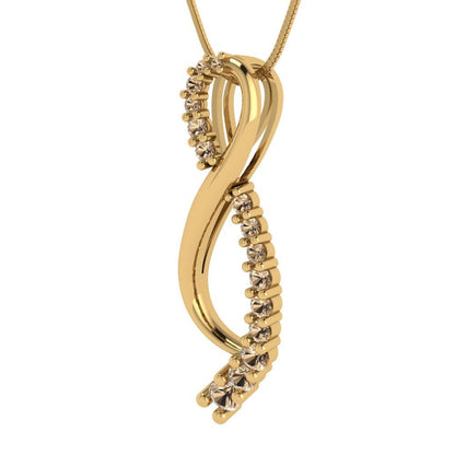 0.465 tcw Necklace Pendant - 14K White Gold Round Cut Charm Yellow Moissanite - Adjustable Length - 15in Box Chain to 18in