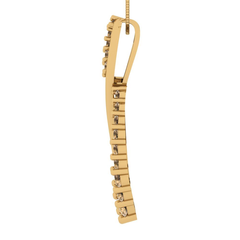 0.465cttw Round Cut Champagne Gold-Plated 925 Silver Pendant and 16" Box-Chain Necklace