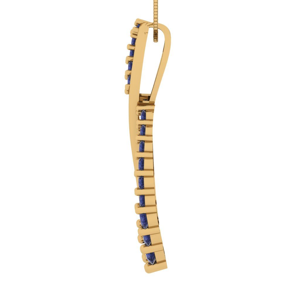 0.465cttw Round Cut Blue Sapphire Gold-Plated 925 Silver Pendant and 16" Box-Chain Necklace