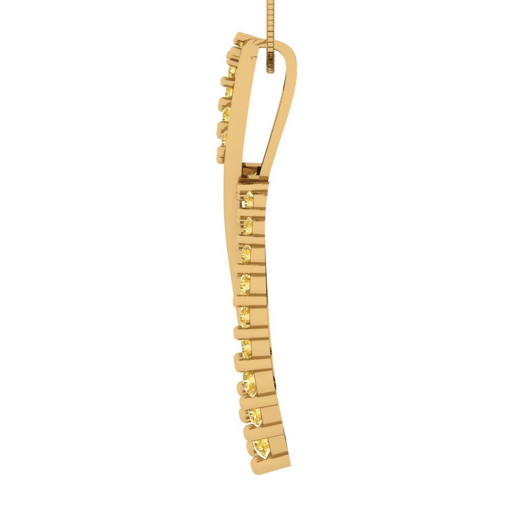 0.465 tcw Necklace Pendant - 14K White Gold Round Cut Charm Citrine - Adjustable Length - 15in Box Chain to 18in