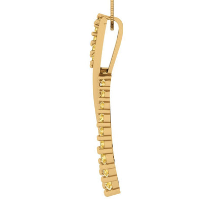 0.465 tcw Necklace Pendant - 14K White Gold Round Cut Charm Citrine - Adjustable Length - 15in Box Chain to 18in