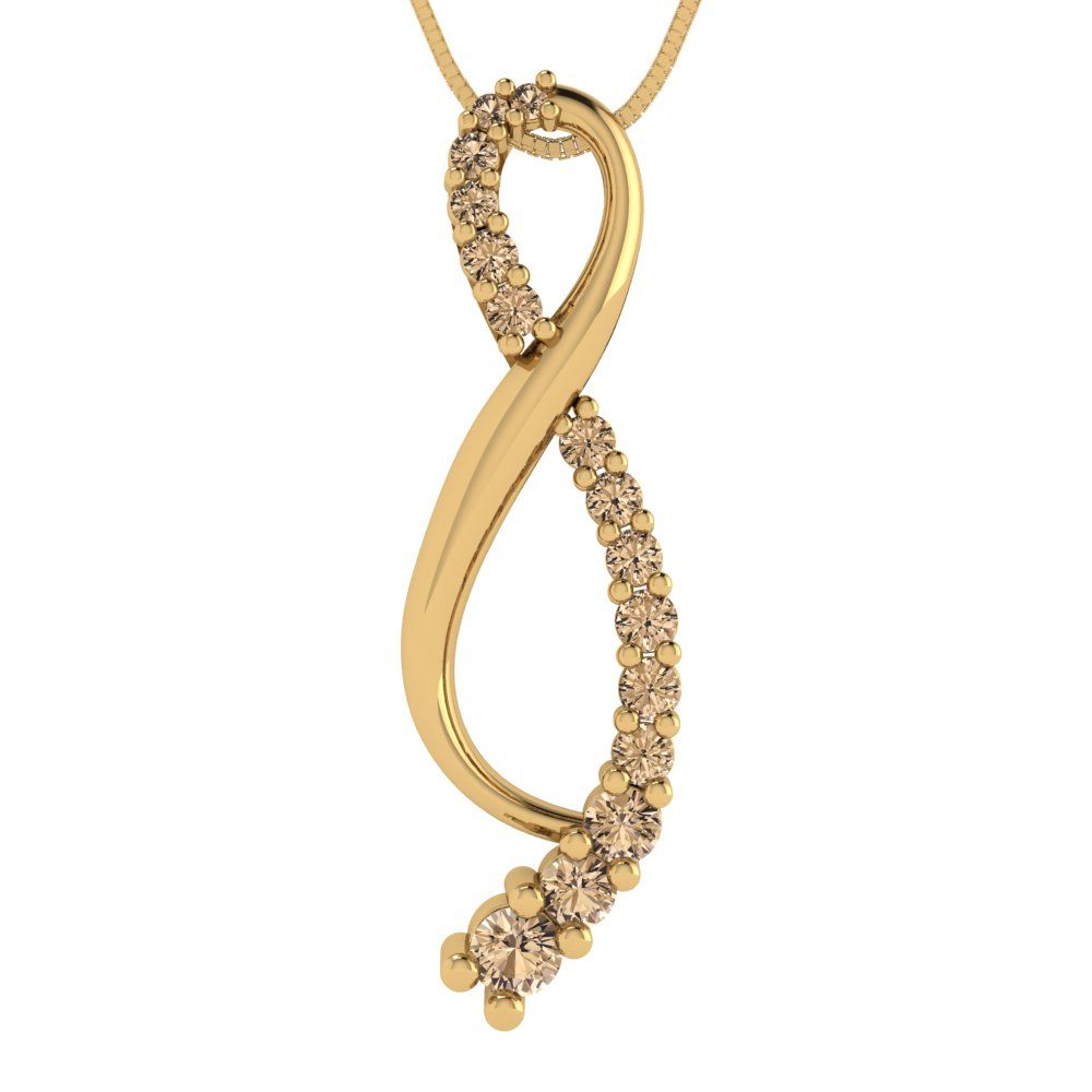 0.465 tcw Necklace Pendant - 14K White Gold Round Cut Charm Yellow Moissanite - Adjustable Length - 15in Box Chain to 18in