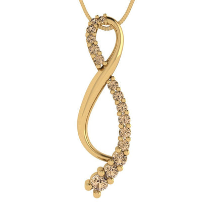 0.465 tcw Necklace Pendant - 14K White Gold Round Cut Charm Yellow Moissanite - Adjustable Length - 15in Box Chain to 18in