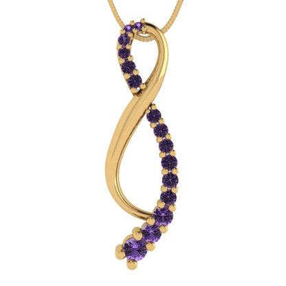 0.465cttw Round Cut Alexandrite Gold-Plated 925 Silver Pendant and 16" Box-Chain Necklace