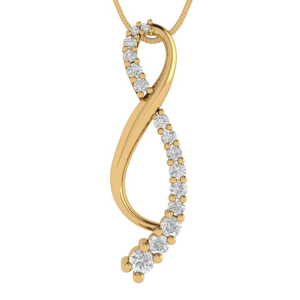 0.465 tcw Necklace Pendant - 14K White Gold Round Cut Charm Moissanite - Adjustable Length - 15in Box Chain to 18in