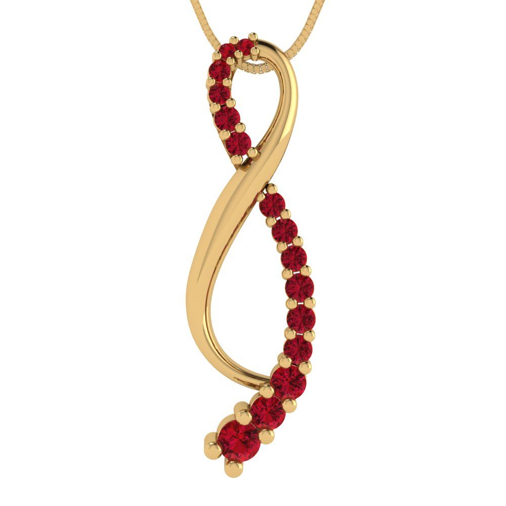 0.465 tcw Necklace Pendant - 14K White Gold Round Cut Charm Pink Tourmaline - Adjustable Length - 15in Box Chain to 18in