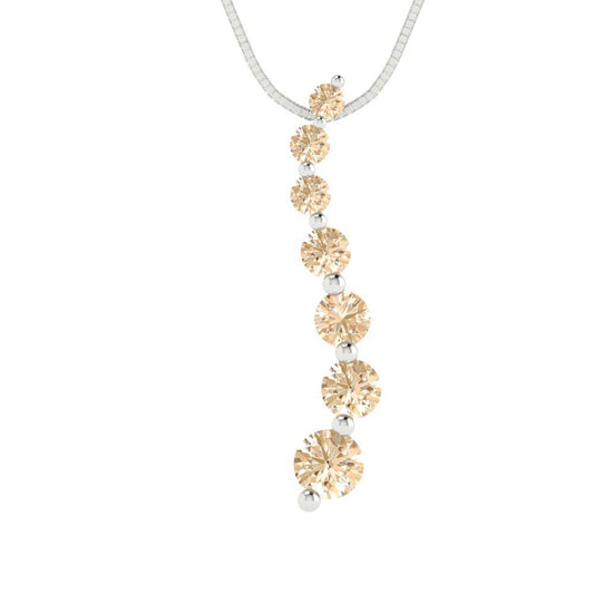 0.475 tcw Necklace Pendant - 14K White Gold Round Cut Charm Morganite - Adjustable Length - 15in Box Chain to 18in