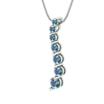 0.475cttw Round Cut Blue Moissanite Gold-Plated 925 Silver Pendant and 16" Box-Chain Necklace