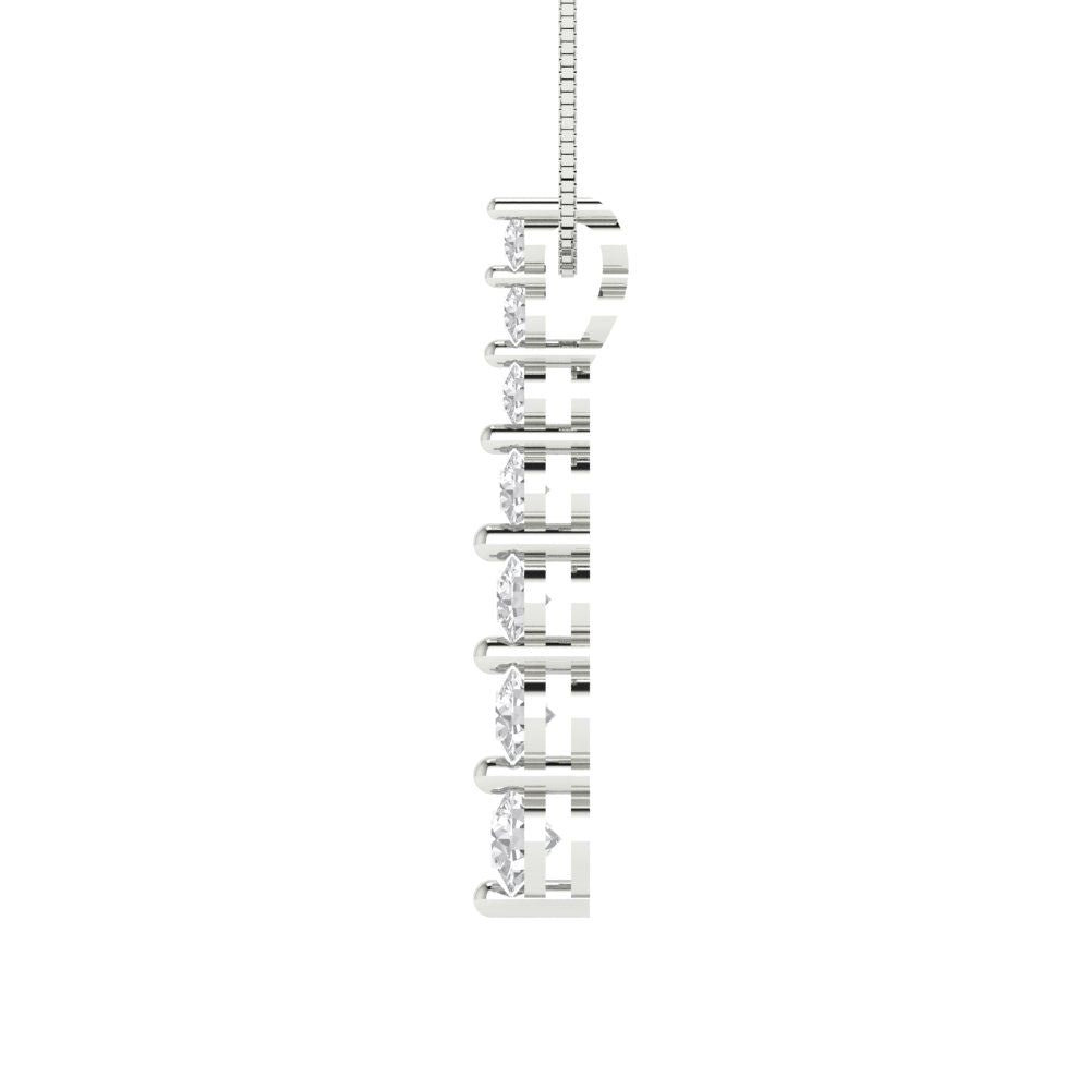 0.475 tcw Necklace Pendant - 14K White Gold Round Cut Charm Zirconia Diamond - Adjustable Length - 15in Box Chain to 18in