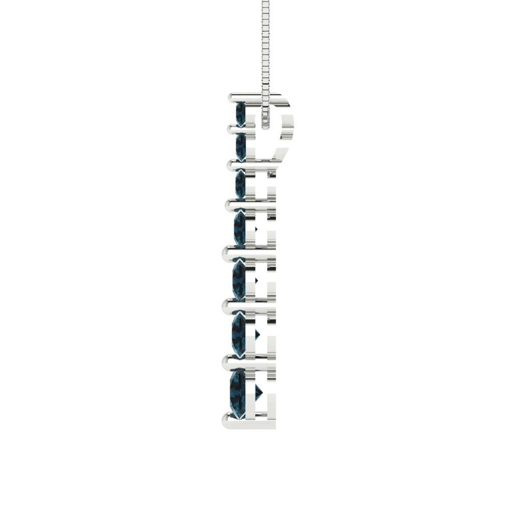 0.475 tcw Necklace Pendant - 14K White Gold Round Cut Charm London - Adjustable Length - 15in Box Chain to 18in