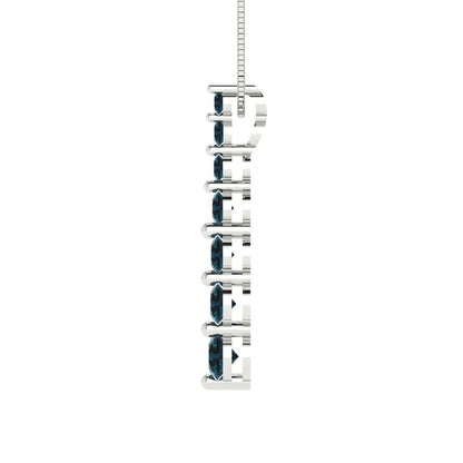 0.475 tcw Necklace Pendant - 14K White Gold Round Cut Charm London - Adjustable Length - 15in Box Chain to 18in