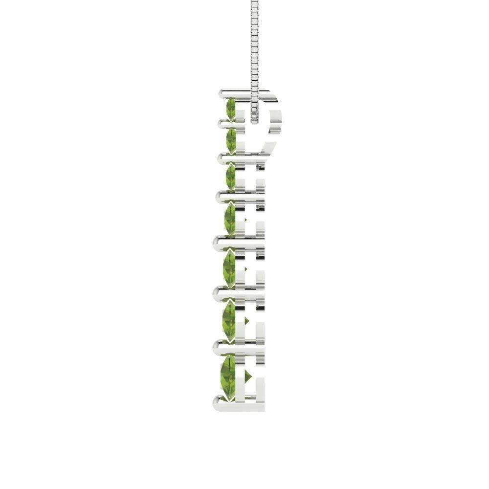 0.475 tcw Necklace Pendant - 14K White Gold Round Cut Charm Peridot - Adjustable Length - 15in Box Chain to 18in