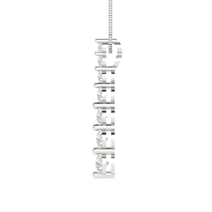 0.475 tcw Necklace Pendant - 14K White Gold Round Cut Charm White Sapphire - Adjustable Length - 15in Box Chain to 18in