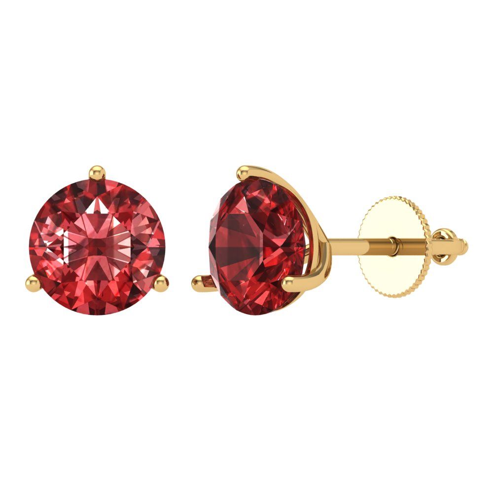 4 ctw Garnet Studs Earrings | 8.0mm Round Cut White Gold Screw back | January Birthstone