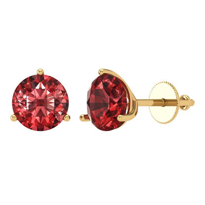 4 ctw Garnet Studs Earrings | 8.0mm Round Cut White Gold Screw back | January Birthstone