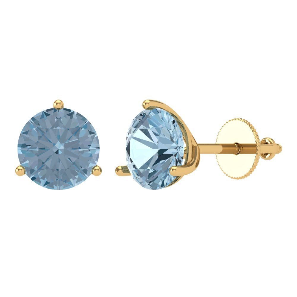 4cttw Aquamarine Gold-Plated 925 Silver Screw Back Stud Earrings