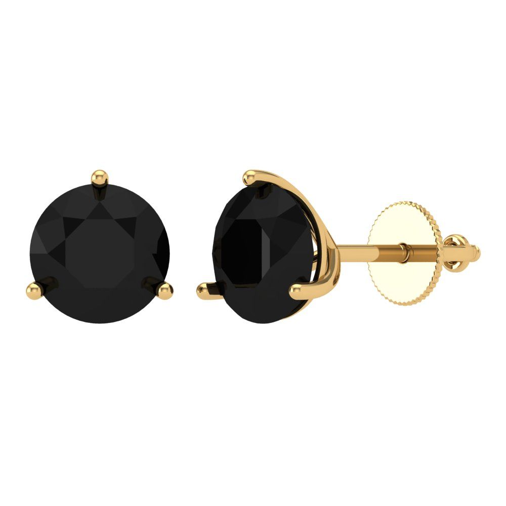 4 ctw Onyx Studs Earrings | 8.0mm Round Cut White Gold Screw back | July Birthstone