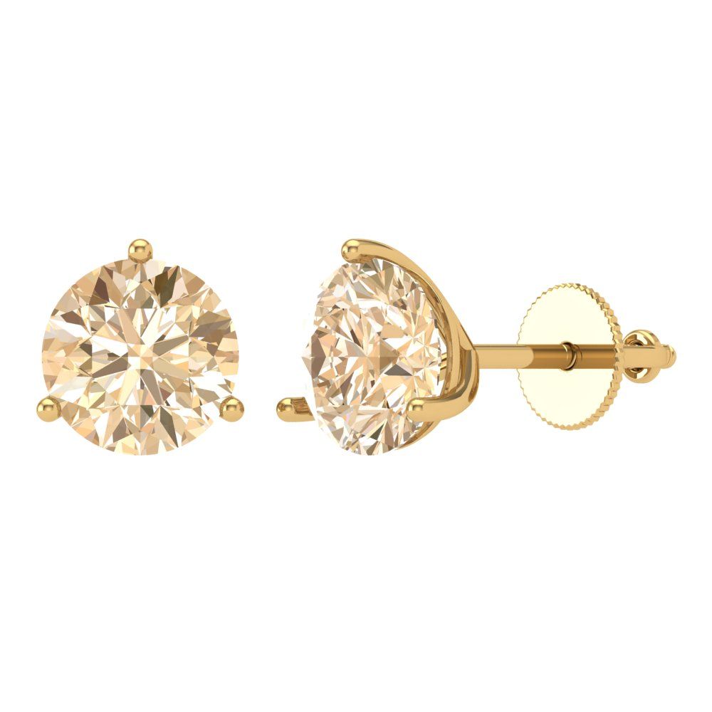 4 ctw Morganite Studs Earrings | 8.0mm Round Cut White Gold Screw back | February Birthstone