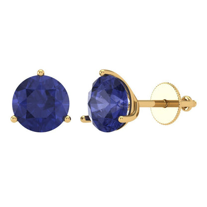 4 ctw Tanzanite Studs Earrings | 8.0mm Round Cut White Gold Screw back | December Birthstone