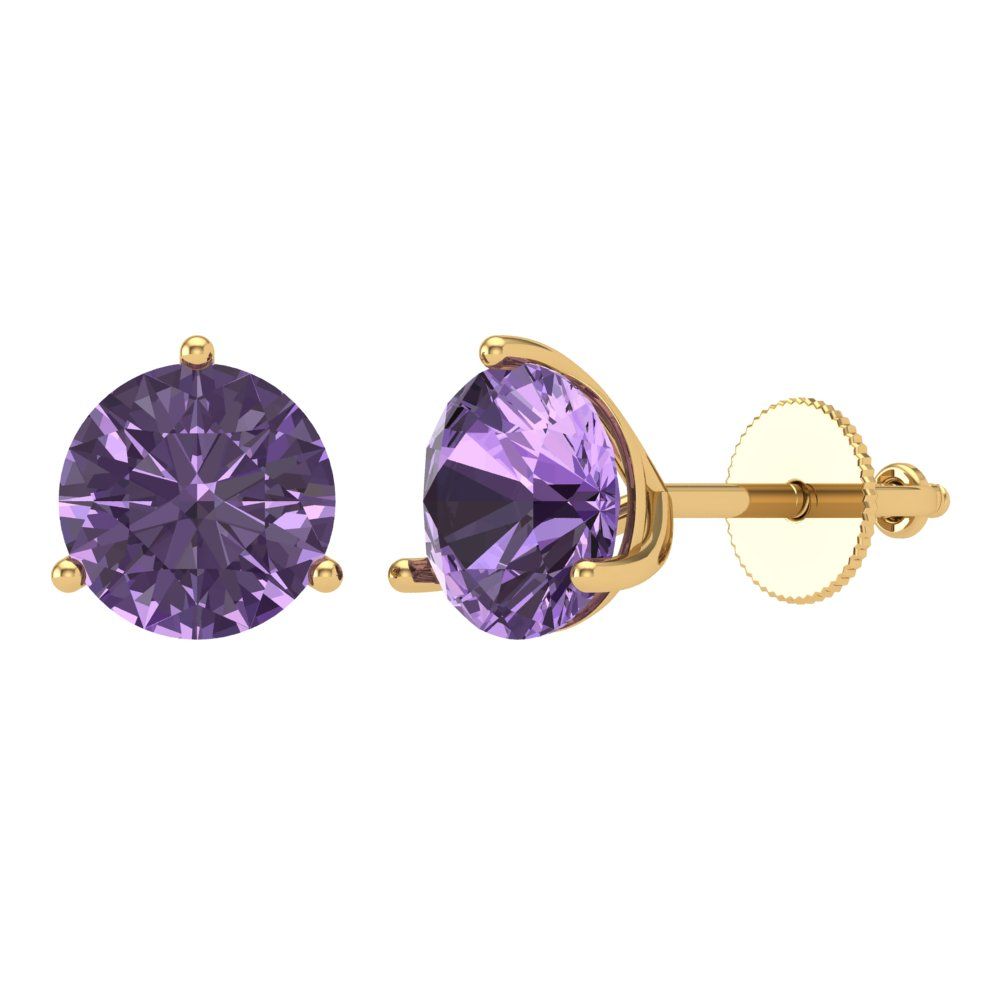4 ctw Alexandrite Studs Earrings | 8.0mm Round Cut White Gold Screw back | June Birthstone