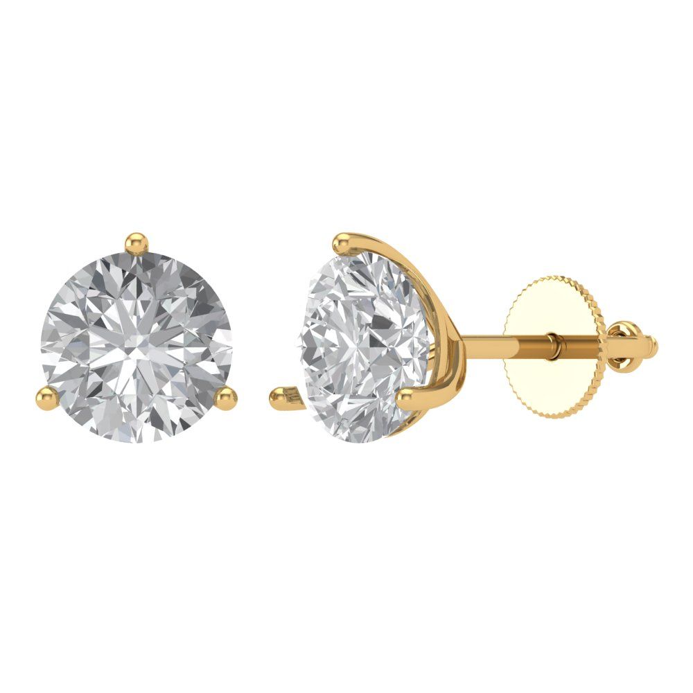 4 ctw Moissanite Studs Earrings | 8.0mm Round Cut White Gold Screw back | April Birthstone